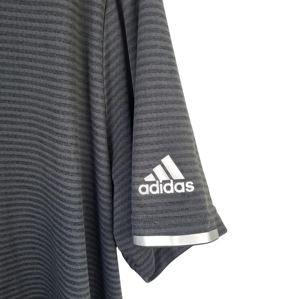 Adidas HEAT.RDY Polo Shirt Mens 2XL Gray‎ Striped Primegreen Golf Performance